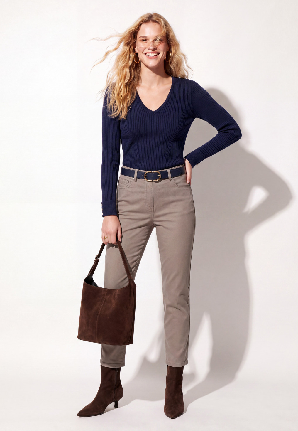 PANTALON SLIM 7/8EME - TEISA - TAUPE