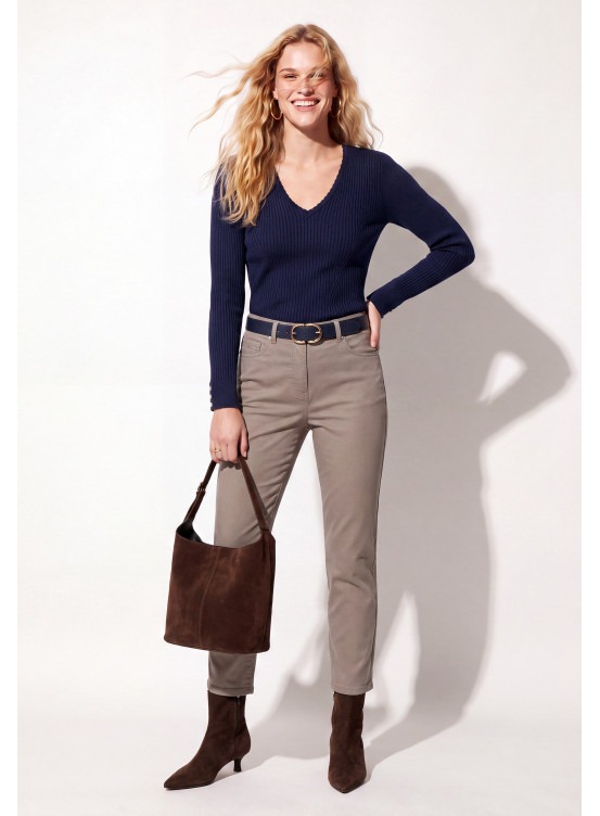 PANTALON SLIM 7/8EME - TEISA - TAUPE
