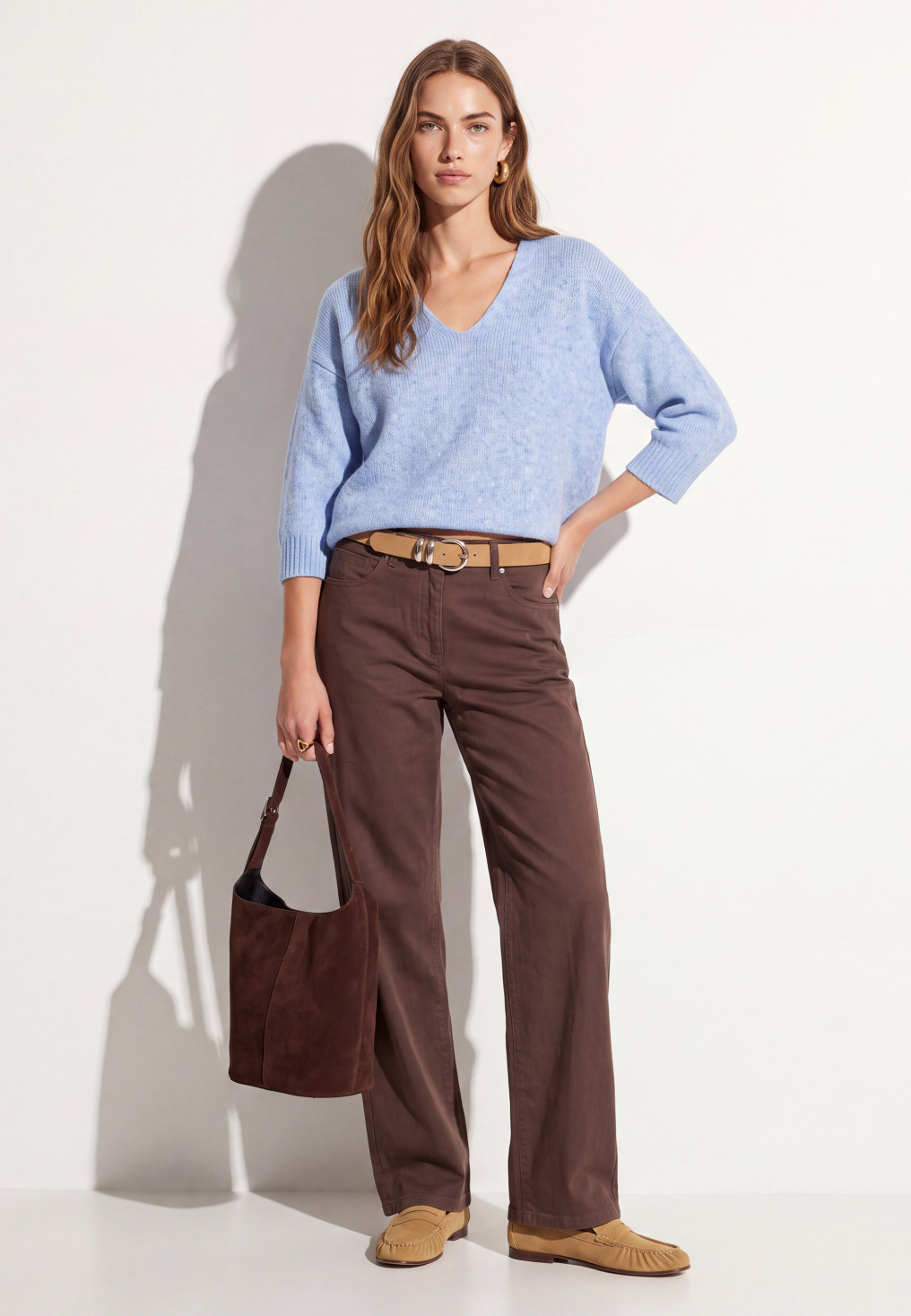 PANTALON LARGE - TABRICS - CHOCOLAT