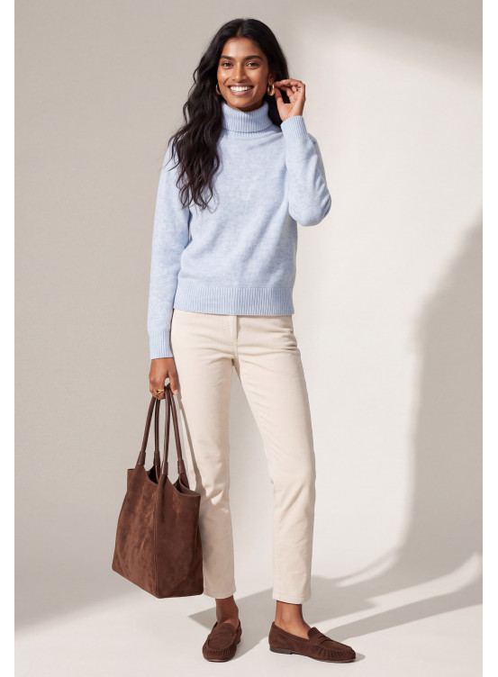 PULL COL ROULE - TONY - CIEL CHINE