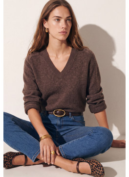 PULL COL V - TRESOR - CHOCO CHINE