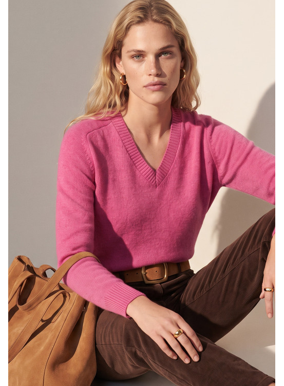 PULL COL V - TRESOR - FUSHIA