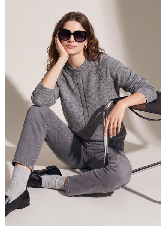 PULL COL MONTANT - TAMARIS - GRIS MOYEN CHINE