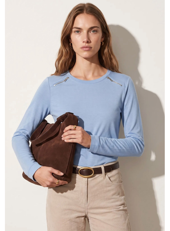 TEE-SHIRT ZIP - TIRETTE - CIEL