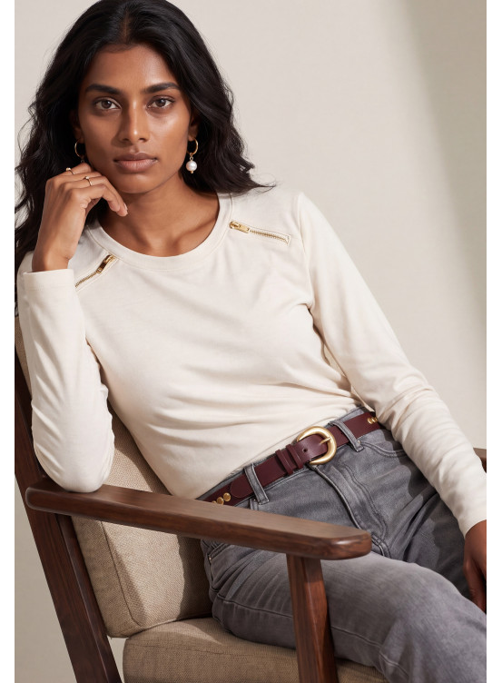 TEE-SHIRT ZIP - TIRETTE - ECRU