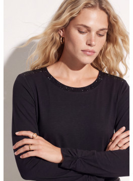 TEE-SHIRT STRASS - TRIESTE - NOIR