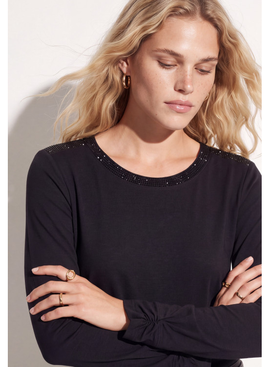 TEE-SHIRT STRASS - TRIESTE - NOIR