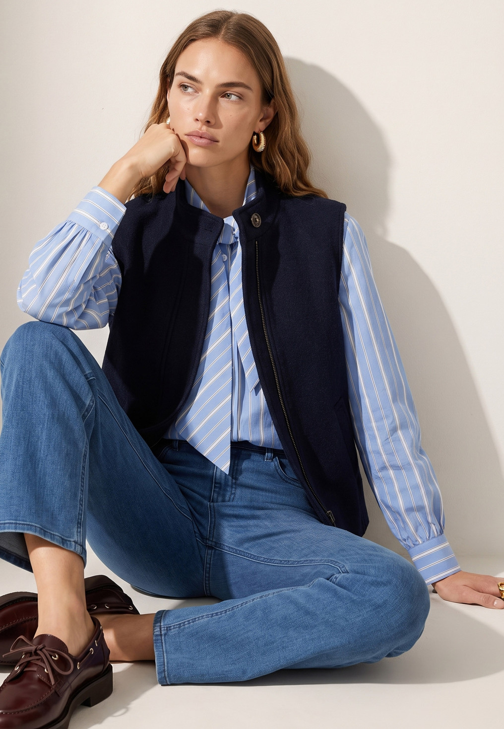 VESTE SANS MANCHE LAINE - TANIOS - MARINE