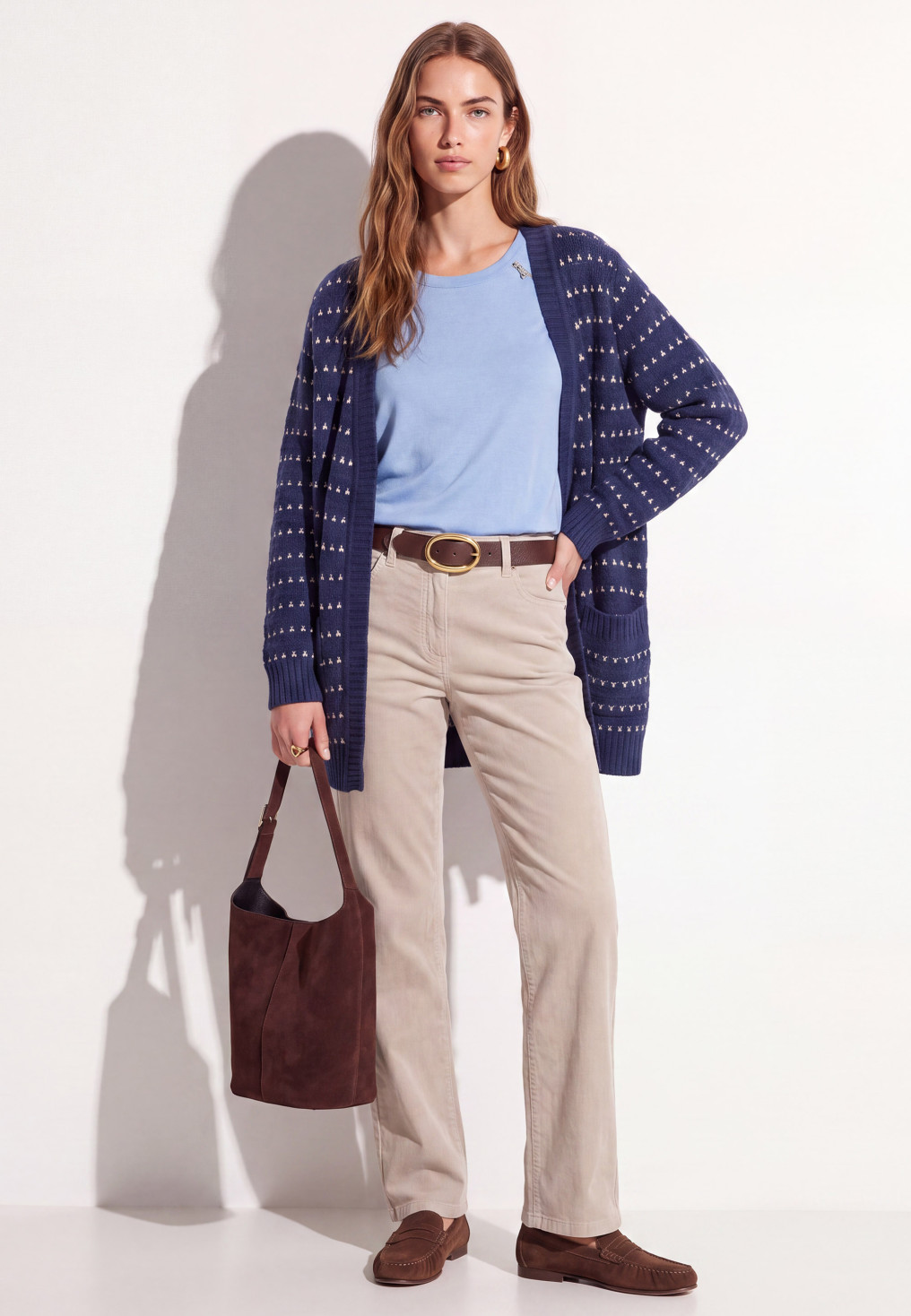 PANTALON VELOURS DROIT - TEMPA - CRAIE