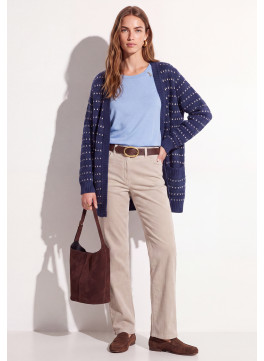 PANTALON VELOURS DROIT - TEMPA - CRAIE
