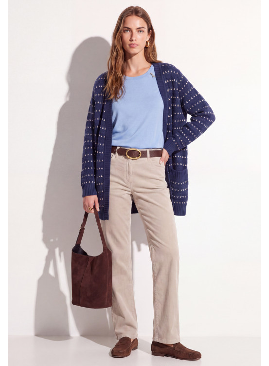 PANTALON VELOURS DROIT - TEMPA - CRAIE