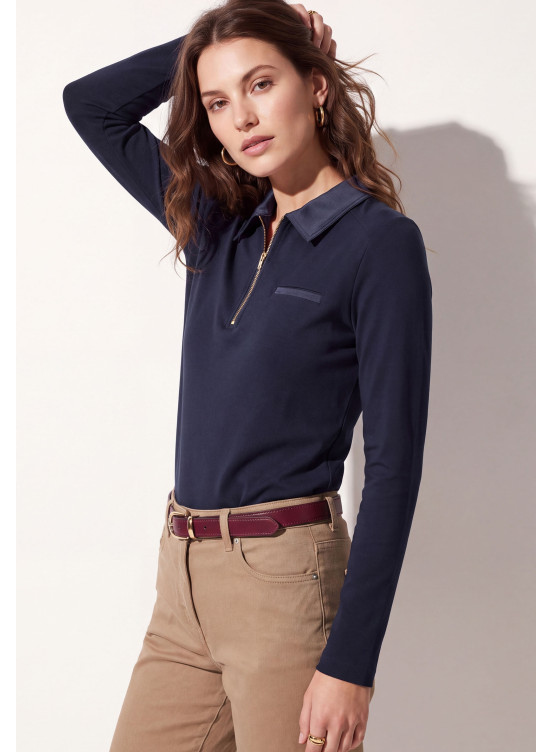 POLO ZIPPE - TONIC - MARINE