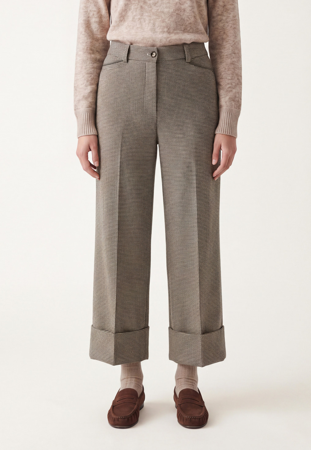 PANTALON LARGE 7/8EME - TIANA - KAKI/CHOCO