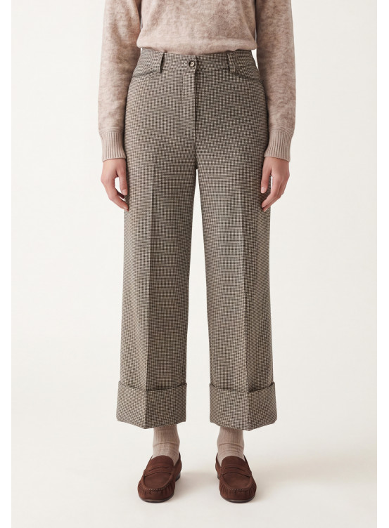 PANTALON LARGE 7/8EME - TIANA - KAKI/CHOCO
