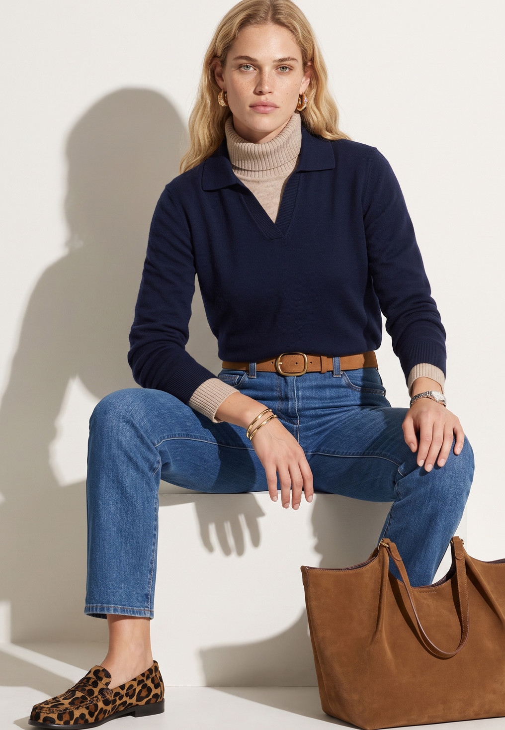 PULL COL POLO - TURIN - MARINE