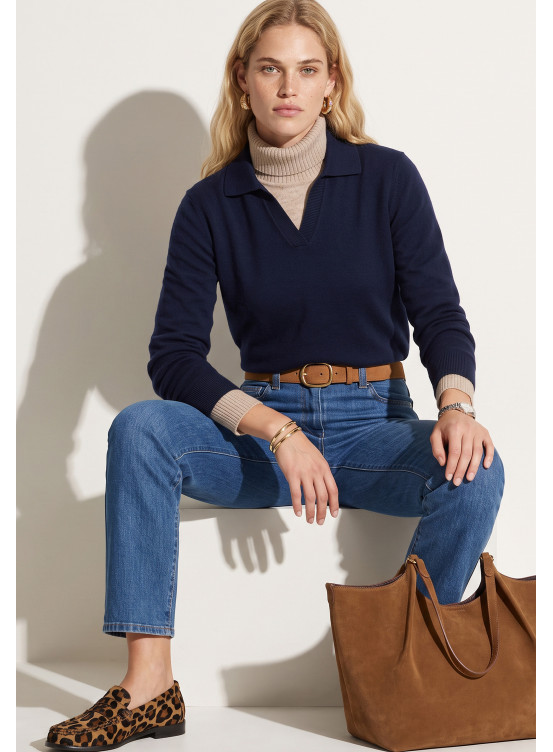 PULL COL POLO - TURIN - MARINE