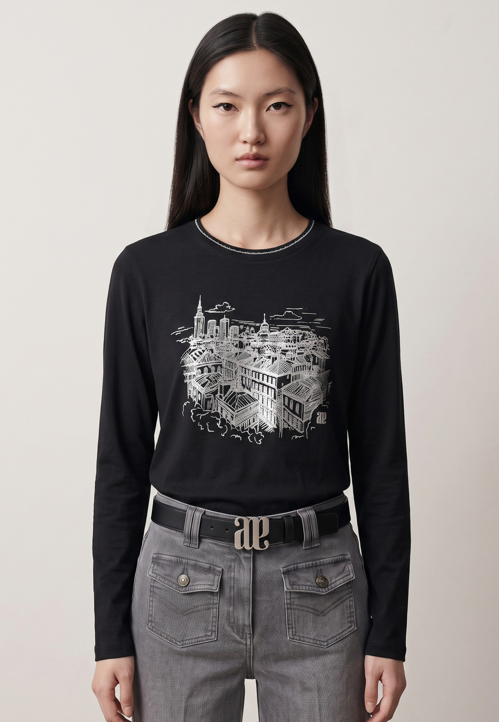 TEE-SHIRT IMPRIME - TROPHEE - NOIR
