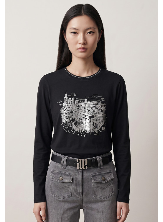 TEE-SHIRT IMPRIME - TROPHEE - NOIR