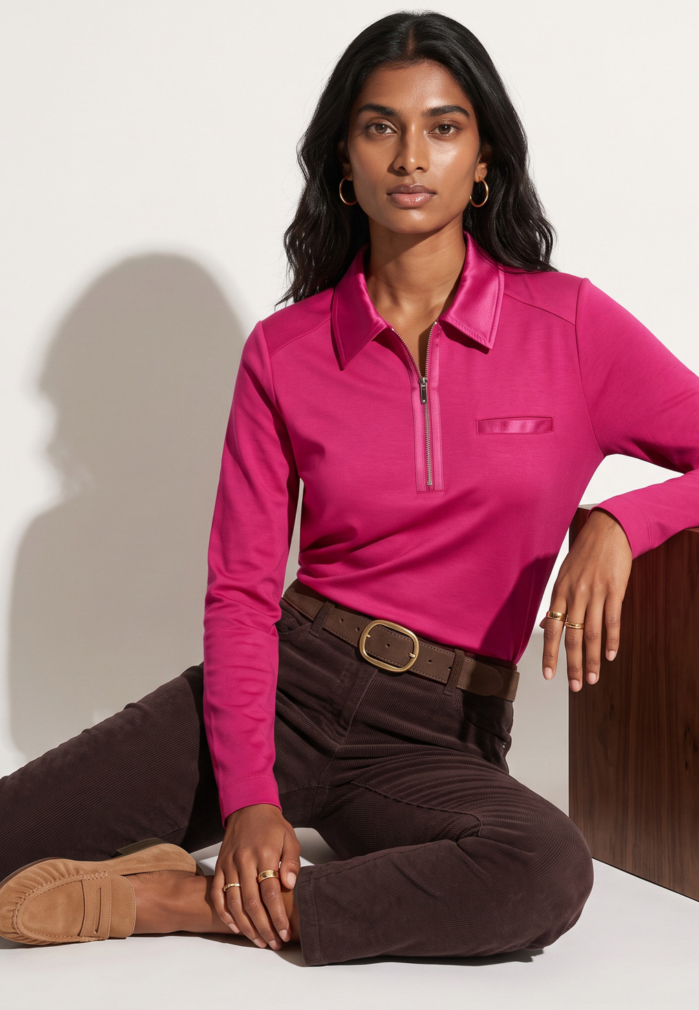 POLO ZIPPE - TONIC - FUSHIA