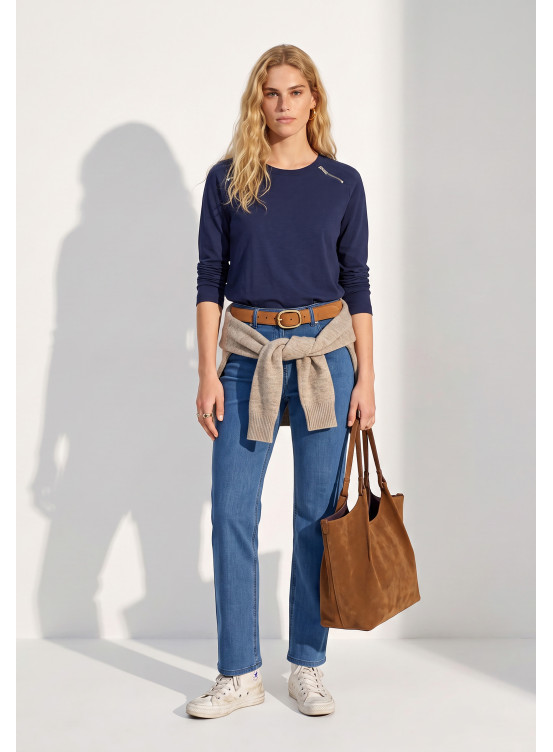 TEE-SHIRT ZIP - TIRETTE - MARINE