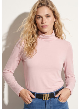 TEE-SHIRT COL ROULE - TRAKEN - ROSE