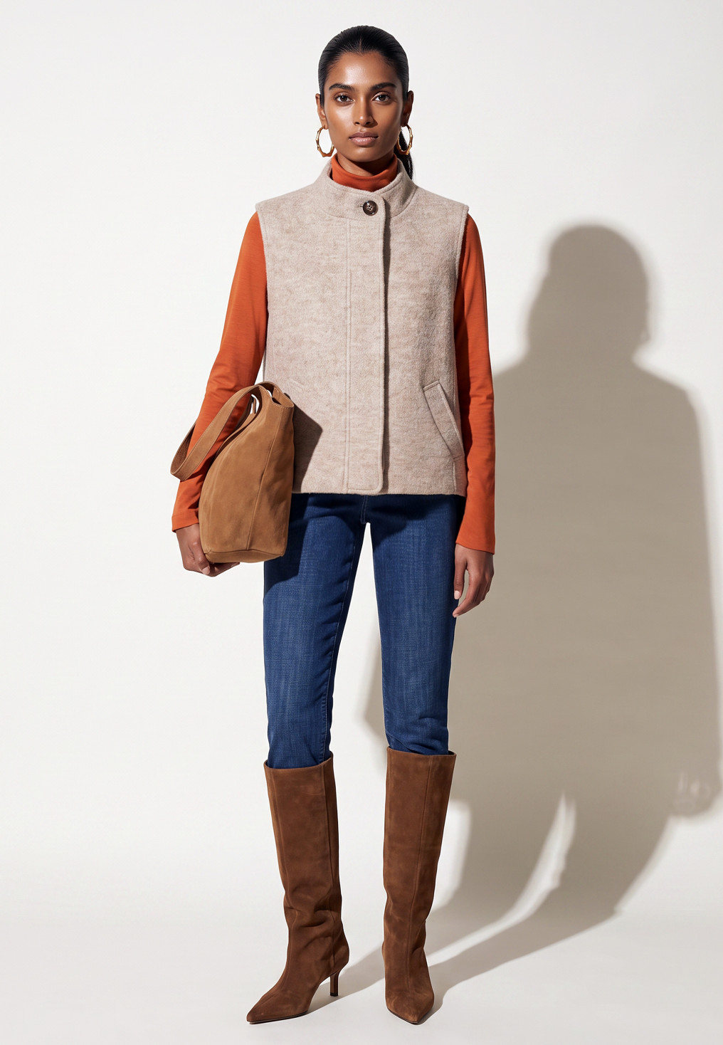 VESTE SANS MANCHE LAINE - TANIOS - NATUREL