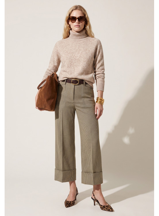 PANTALON LARGE 7/8EME - TIANA - KAKI/CHOCO