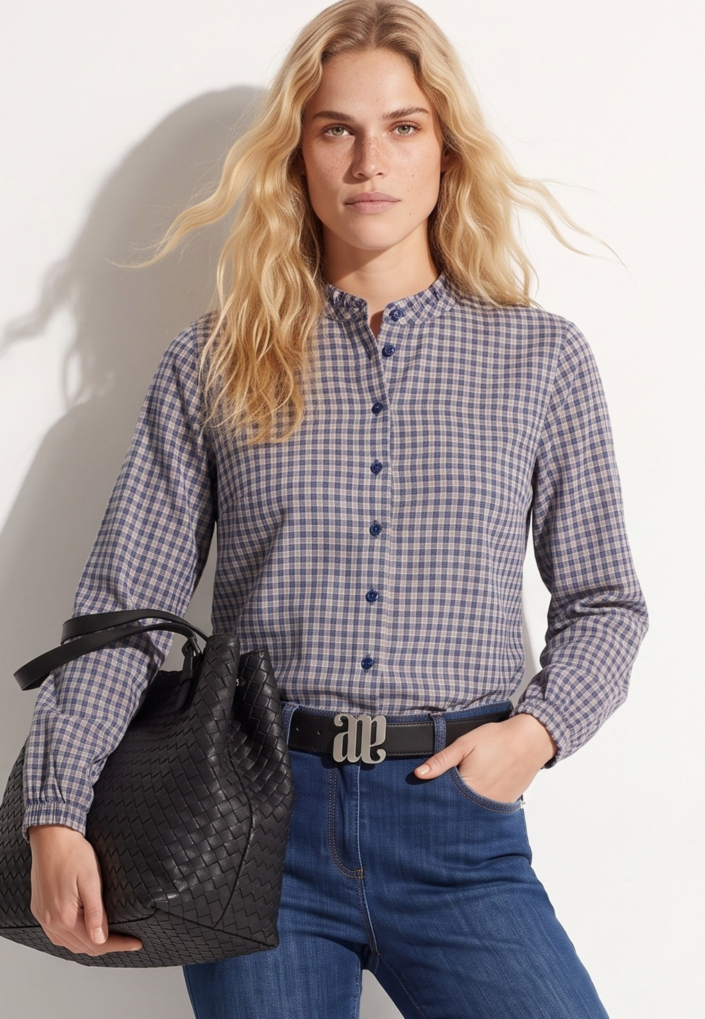 CHEMISE - TALENTA - BLEU/ECRU