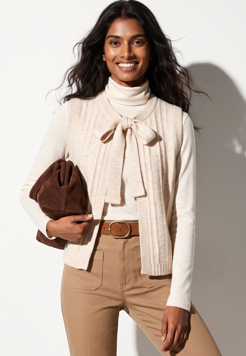 GILET SANS MANCHE - TREPORTO - ECRU CHINE
