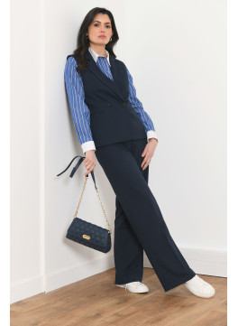 PANTALON LONG LARGE - PURPLE - MARINE - Antonelle
