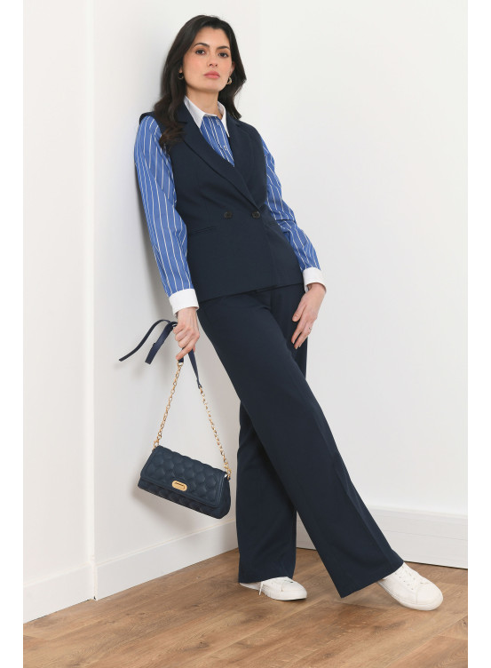 PANTALON LONG LARGE - PURPLE - MARINE - Antonelle