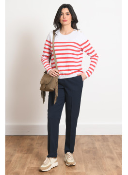 PULL RAYE - PARINIERE - BLANC/ROUGE - Antonelle