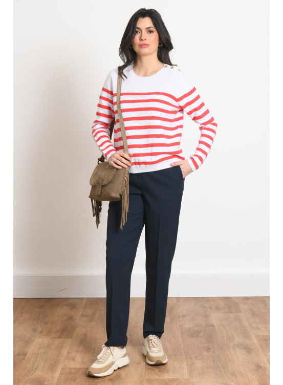 PULL RAYE - PARINIERE - BLANC/ROUGE - Antonelle