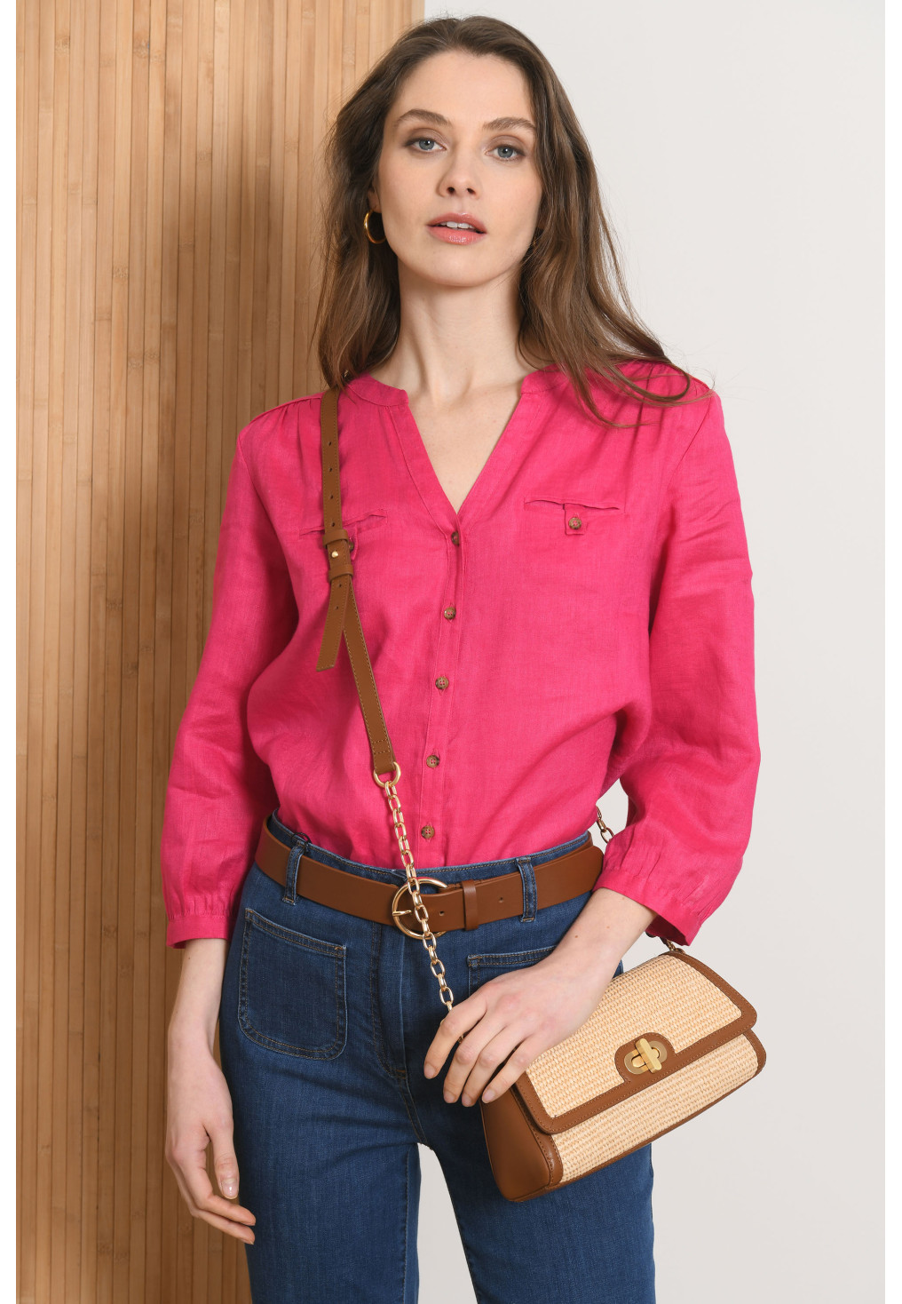 CHEMISE 100% LIN - MENDOZA - FUSHIA - Antonelle