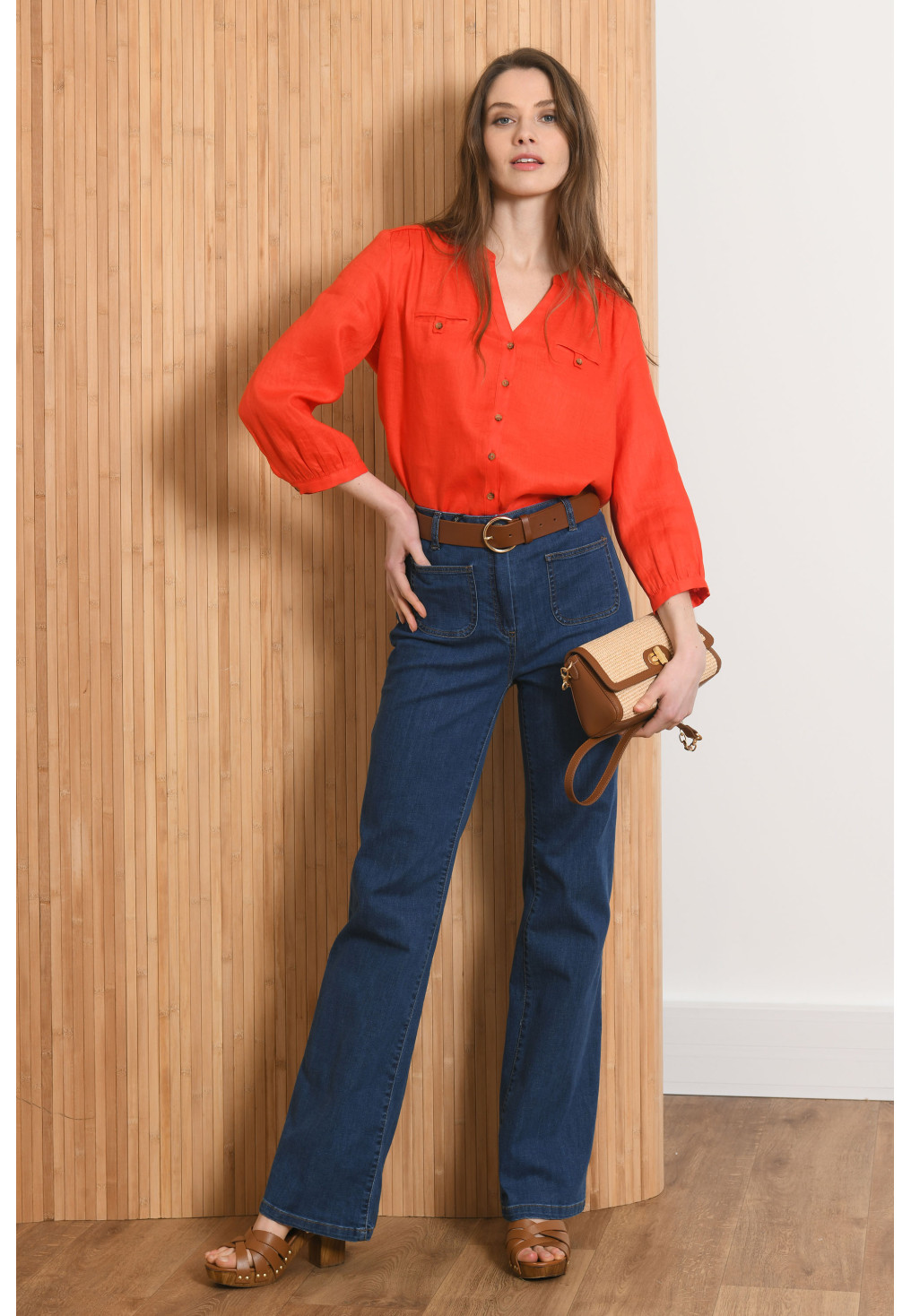 CHEMISE 100% LIN - MENDOZA - MANDARINE - Antonelle
