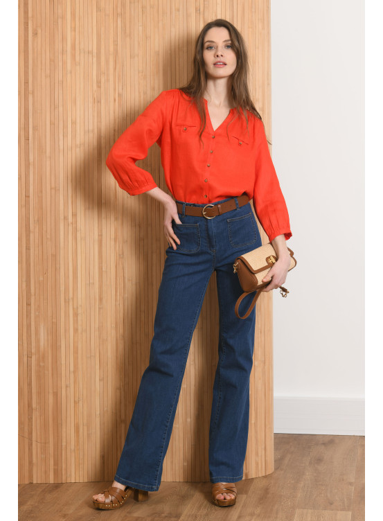 CHEMISE 100% LIN - MENDOZA - MANDARINE - Antonelle