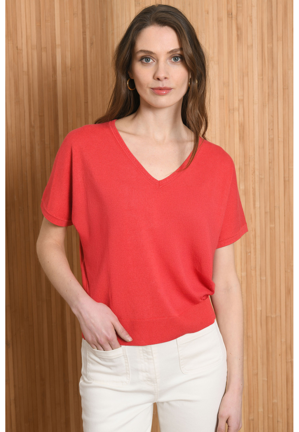 PULL COL V - PAPOU - MANDARINE - Antonelle