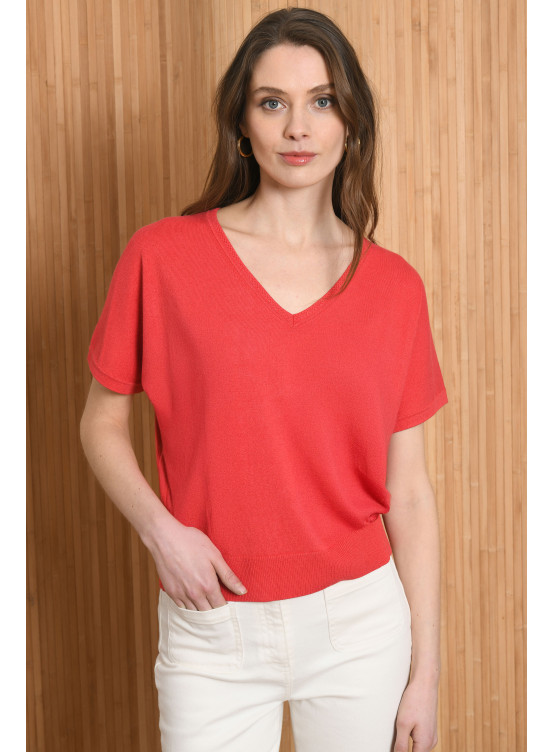 PULL COL V - PAPOU - MANDARINE - Antonelle