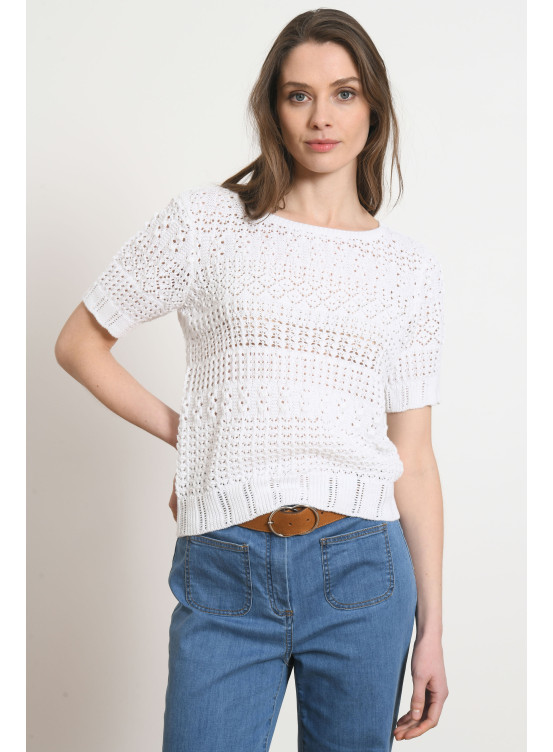 PULL MANCHES COURTES - PARADISO - BLANC - Antonelle