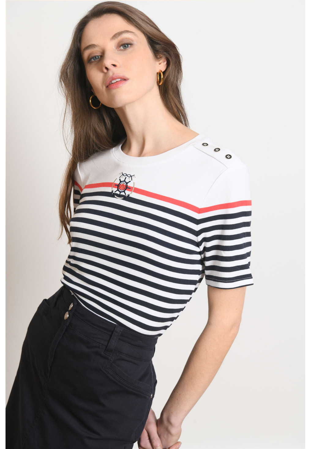 T-SHIRT - PAVIRE - BLANC/MARINE - Antonelle