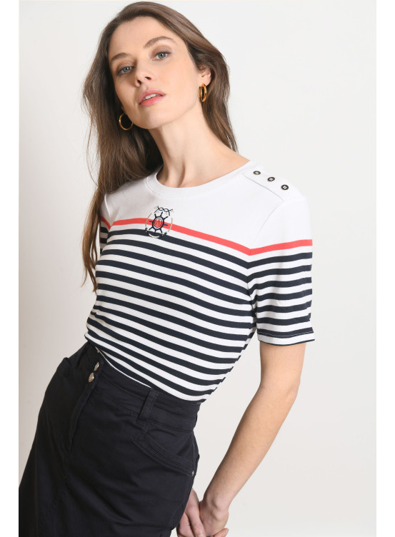 T-SHIRT - PAVIRE - BLANC/MARINE - Antonelle