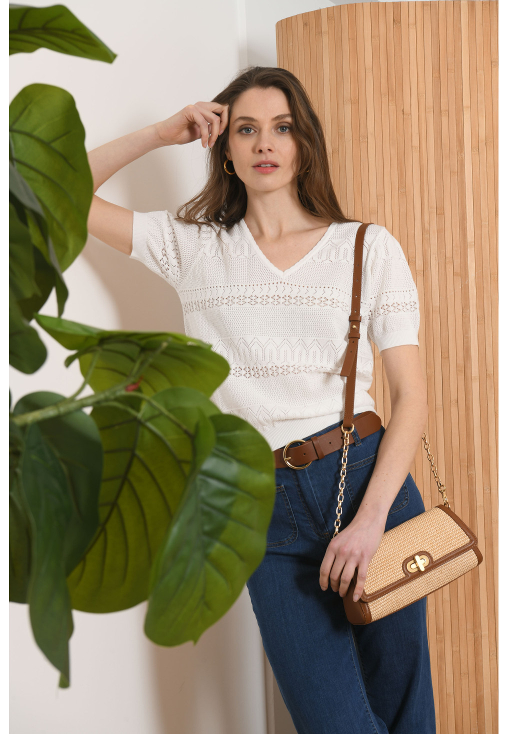 PULL COL V - POINTEL - BLANC - Antonelle