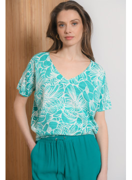 PULL COL V - PIVOINE - MENTHE - Antonelle