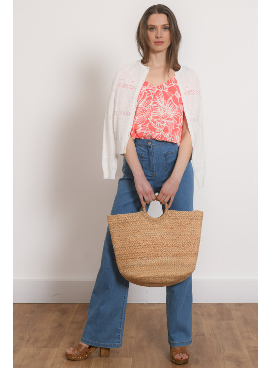 PULL COL V - PIVOINE - PECHE - Antonelle