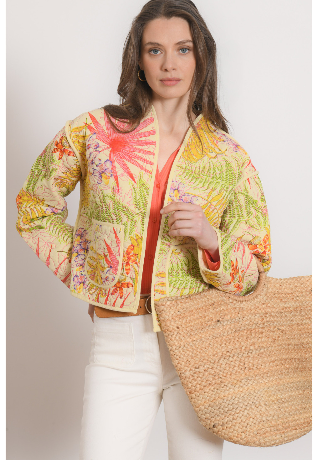 VESTE MATELASSEE - PODY - ORANGE/PAILLE - Antonelle