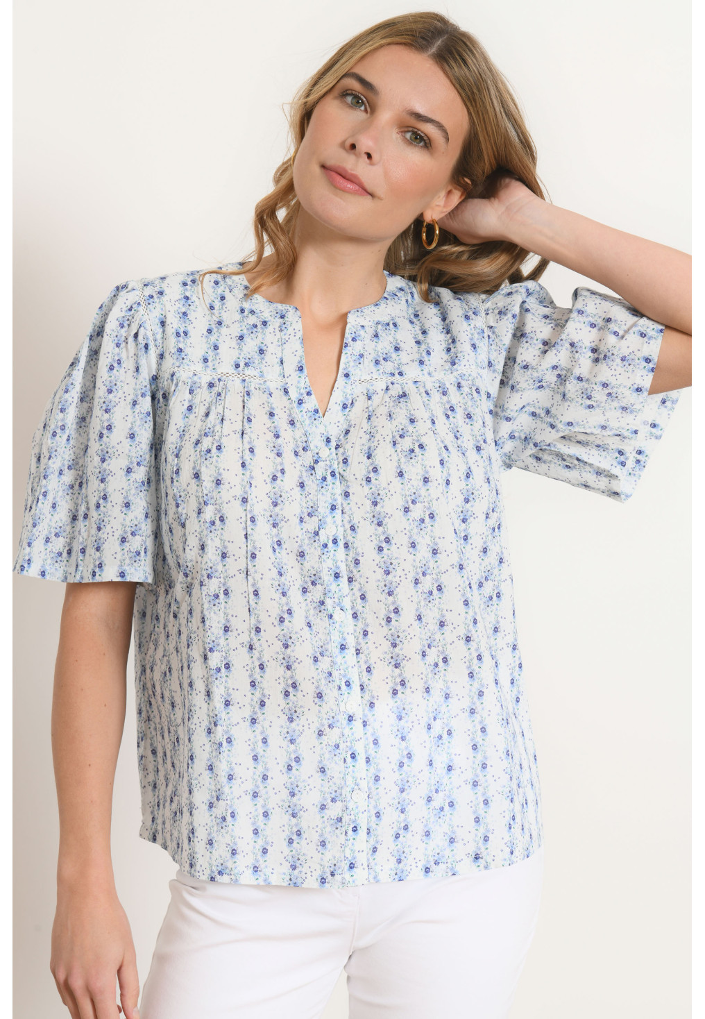 CHEMISE - PROBERTY - BLANC/BLEU/VERT - Antonelle