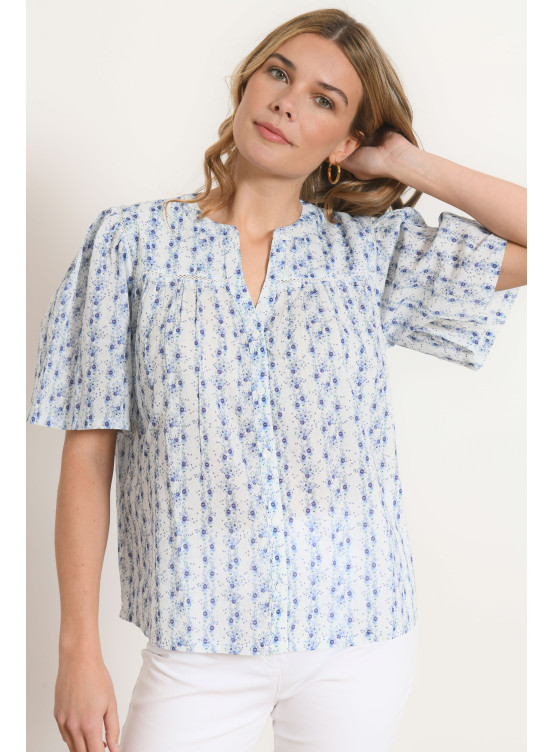 CHEMISE - PROBERTY - BLANC/BLEU/VERT - Antonelle