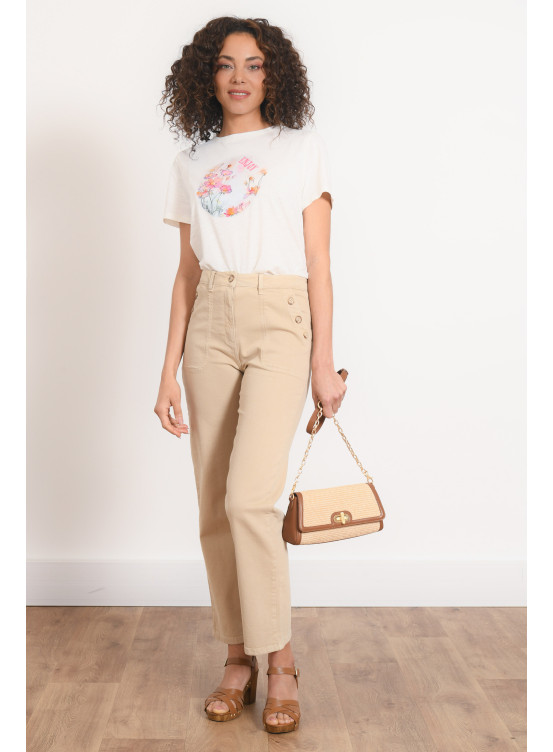 PANTALON 7/8 A PONT - PALOR - BEIGE - Antonelle