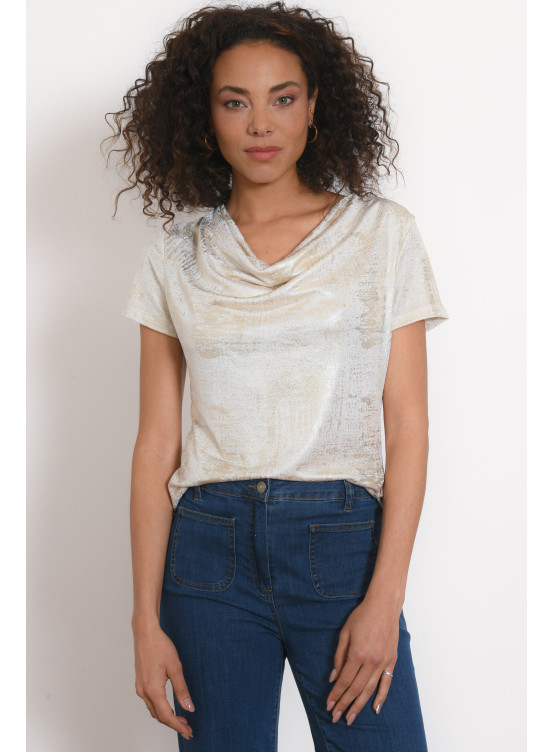 T-SHIRT - PARIKIA - ECRU/OR - Antonelle