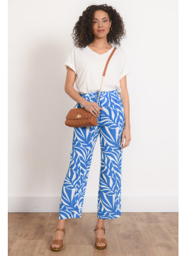 PANTALON 7/8 - POMPEI - OCEAN/BLANC - Antonelle